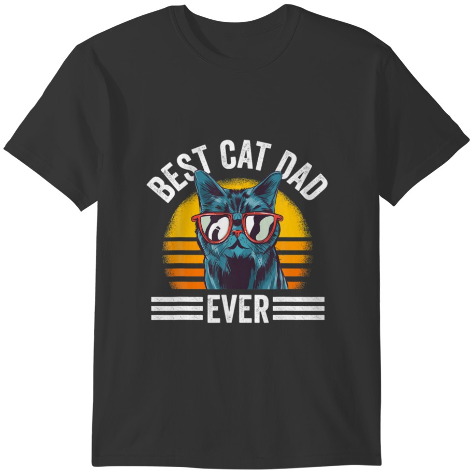 Best Cat Dad Ever Funny Retro Fathers Day T-shirt