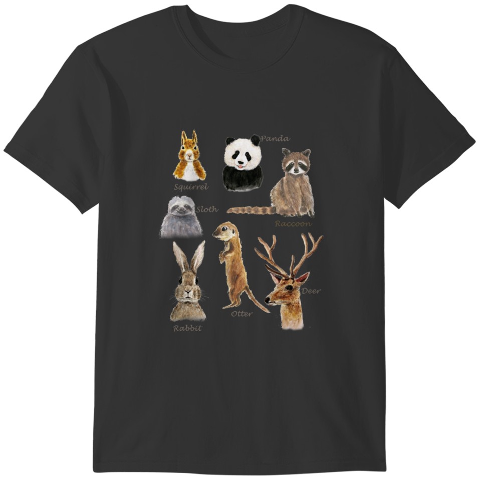 cute animals collection  painting T-shirt