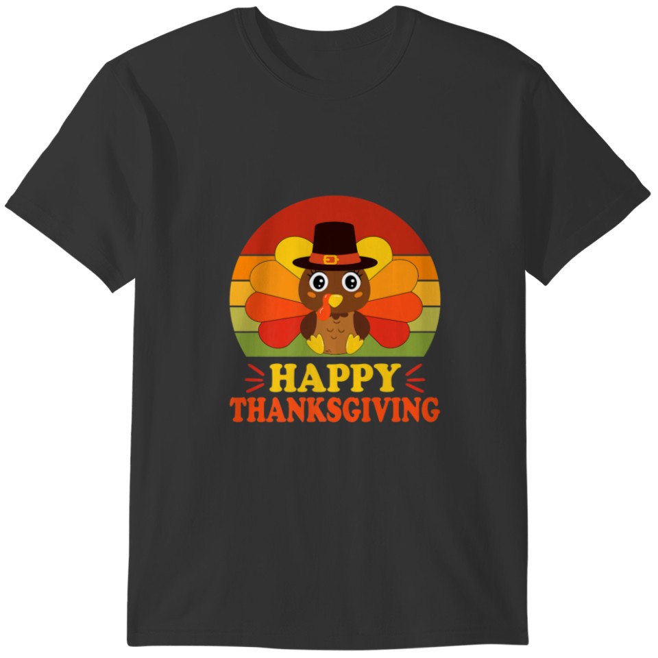 Happy Thanksgiving Baby Turkey Pilgrim Toddler T-shirt