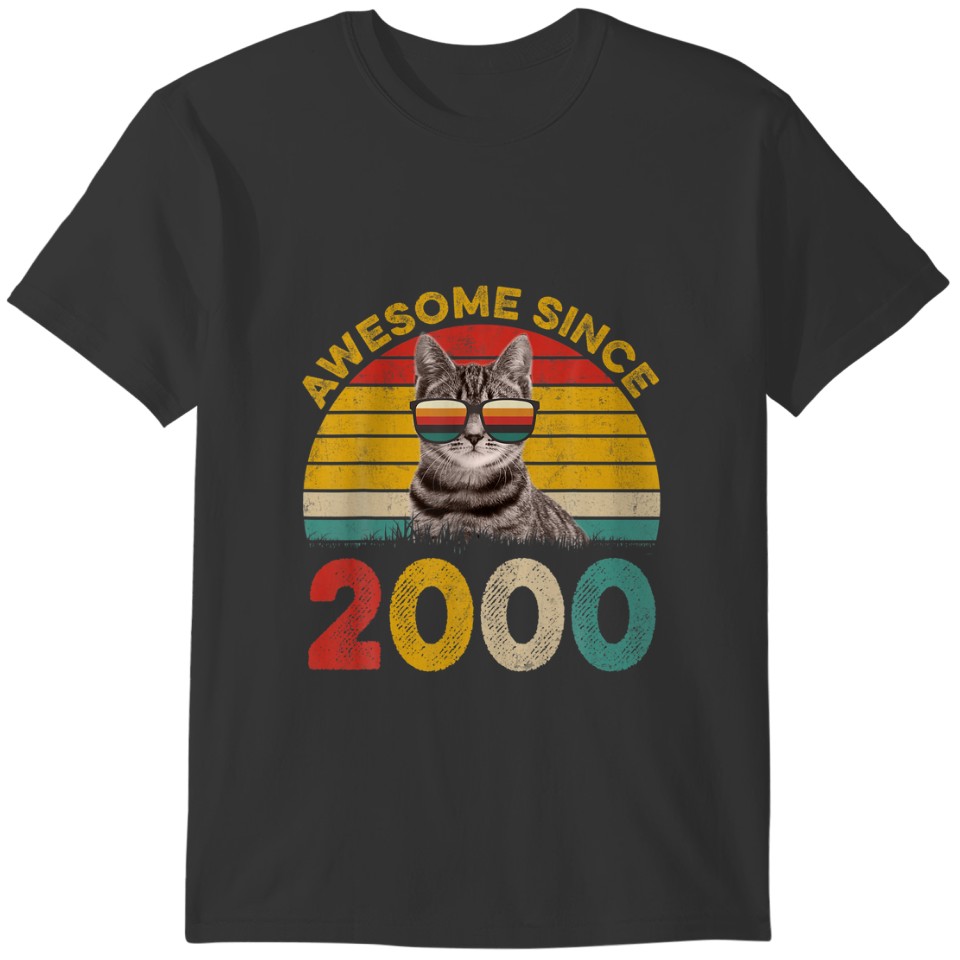 22Nd Bday Funny Vintage Cat 22 Years Awesome Since T-shirt