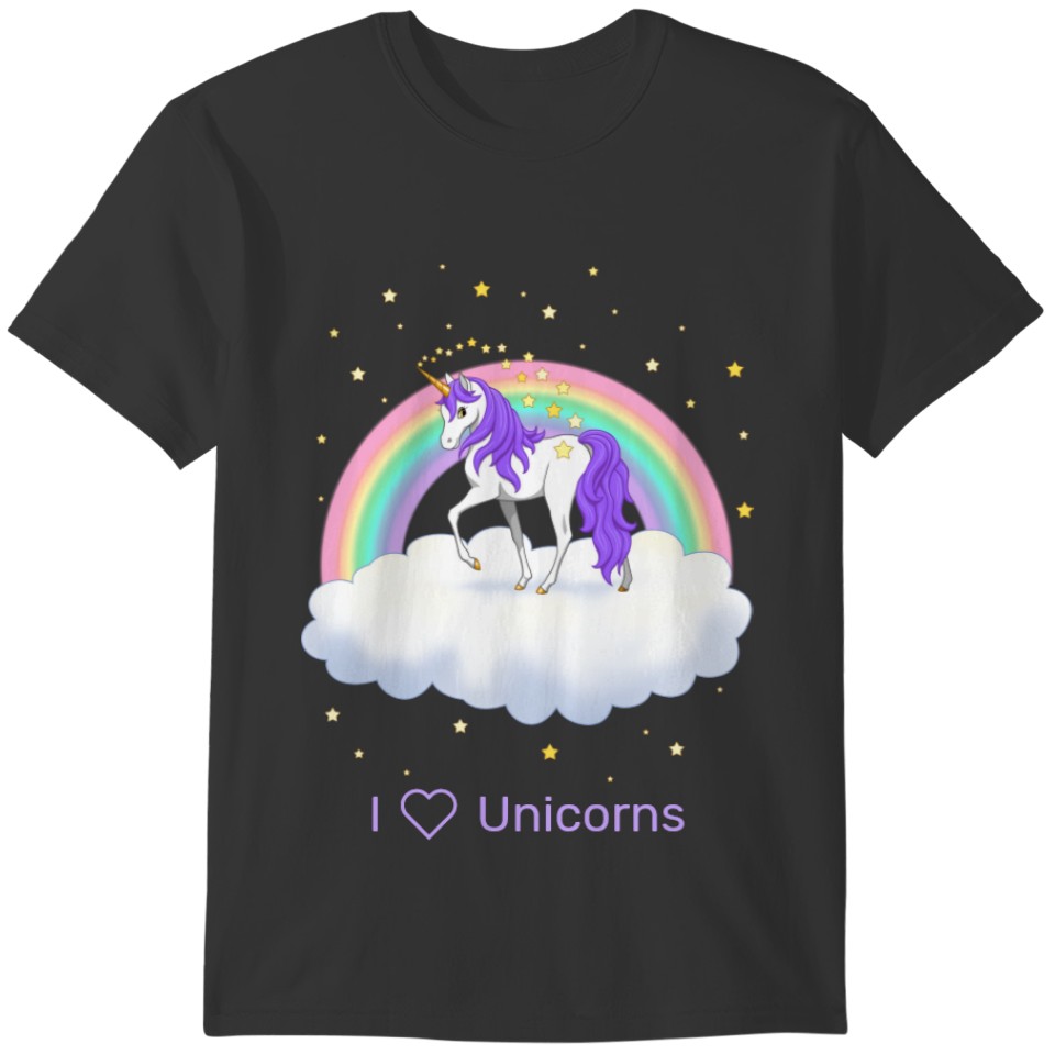 Pretty Purple Sweet Dreams Rainbow Unicorn T-shirt