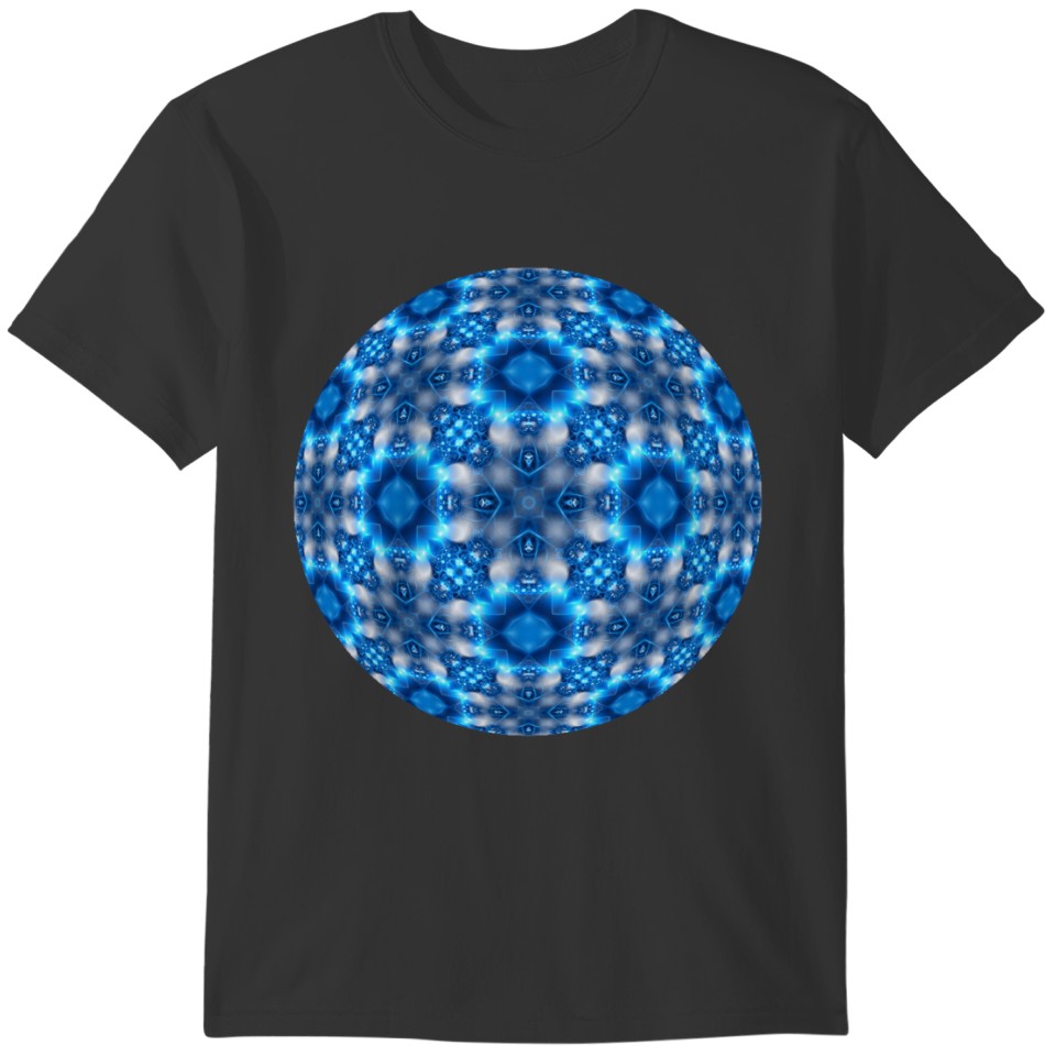 Electric Blue Stars Kaleidoscope Mandala T-shirt