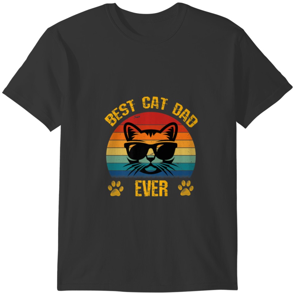 Best Cat DAD Ever Retro Cat DAD Funny Father's Day T-shirt