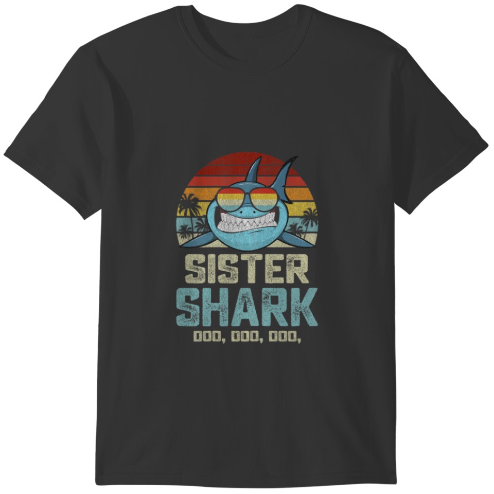 Womens Sister Shark Vintage Retro Shark Birthday S T-shirt
