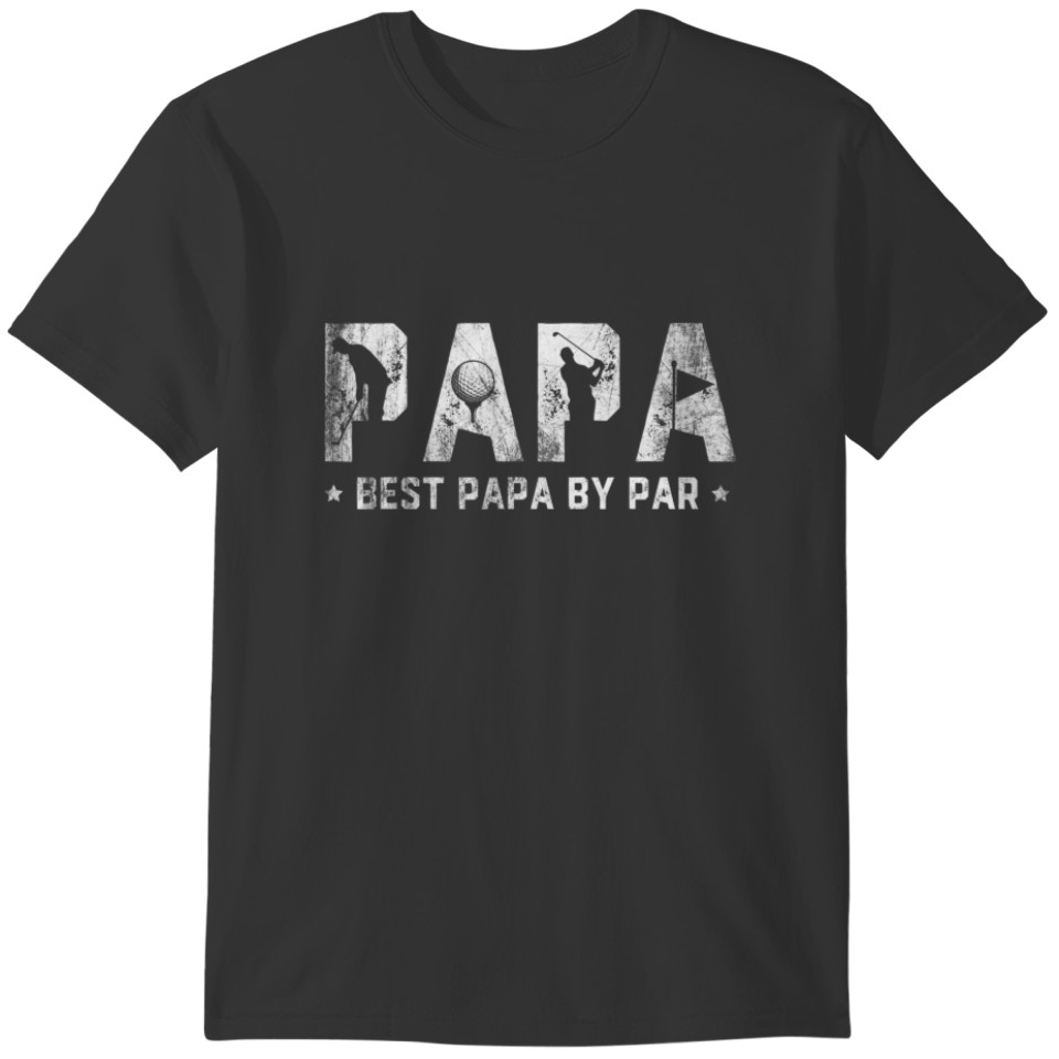 Mens Best Papa By Par Fathers Day Funny Golf T-shirt