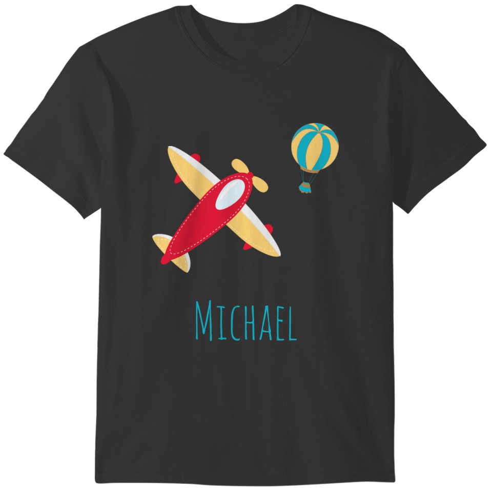 Young Boy Airplane and Balloon with First T-shirt