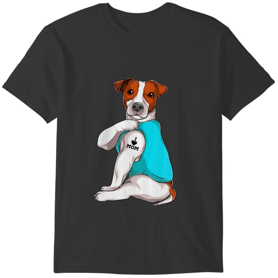Jack Russel Terrier I Love Mom Tattoo Apparel Dog T-shirt
