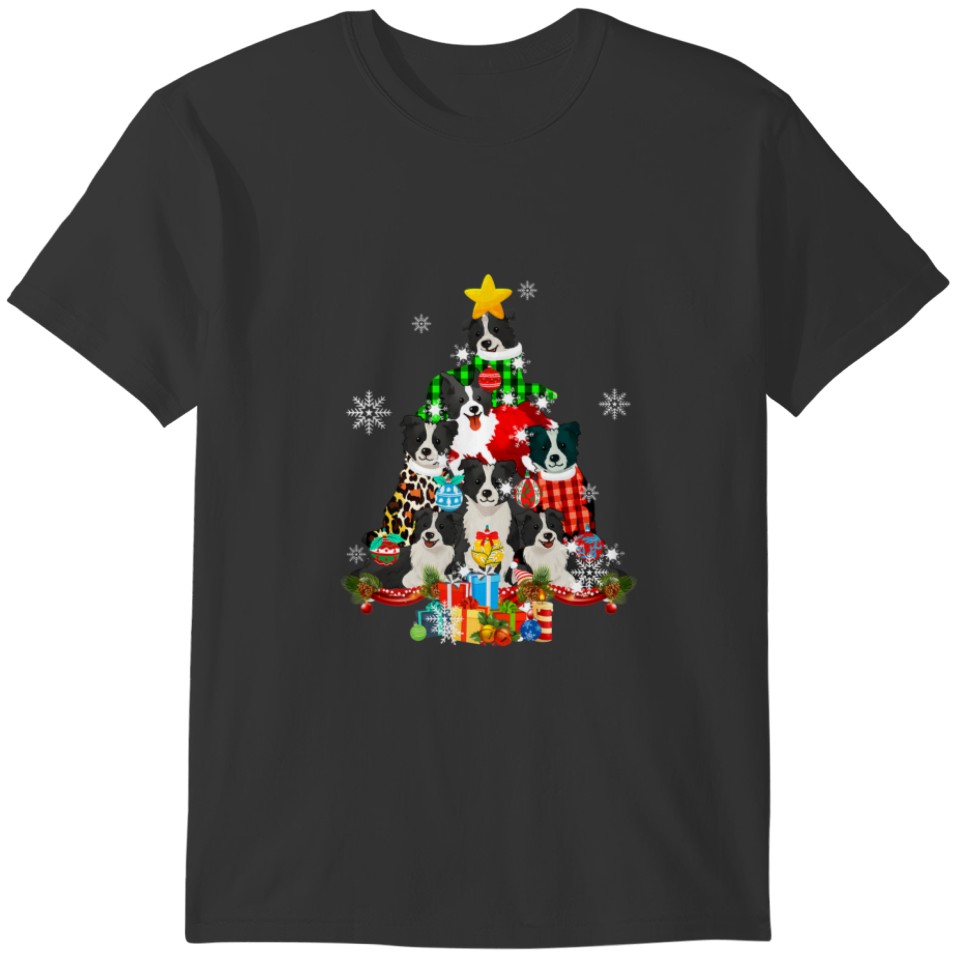 Border Collie Dog Lover Owner Christmas Tree Xmas T-shirt