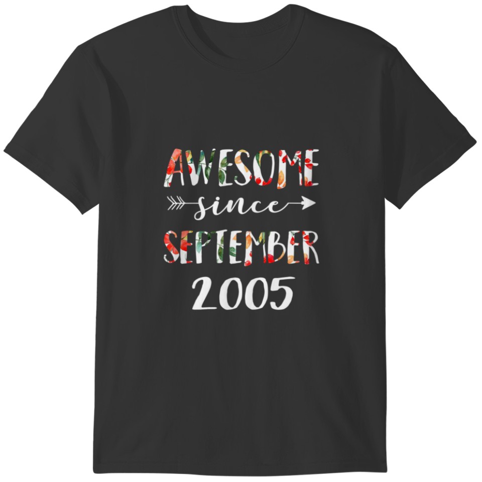 September Girls 2005 16Th Birthday Awesome Since 2 T-shirt