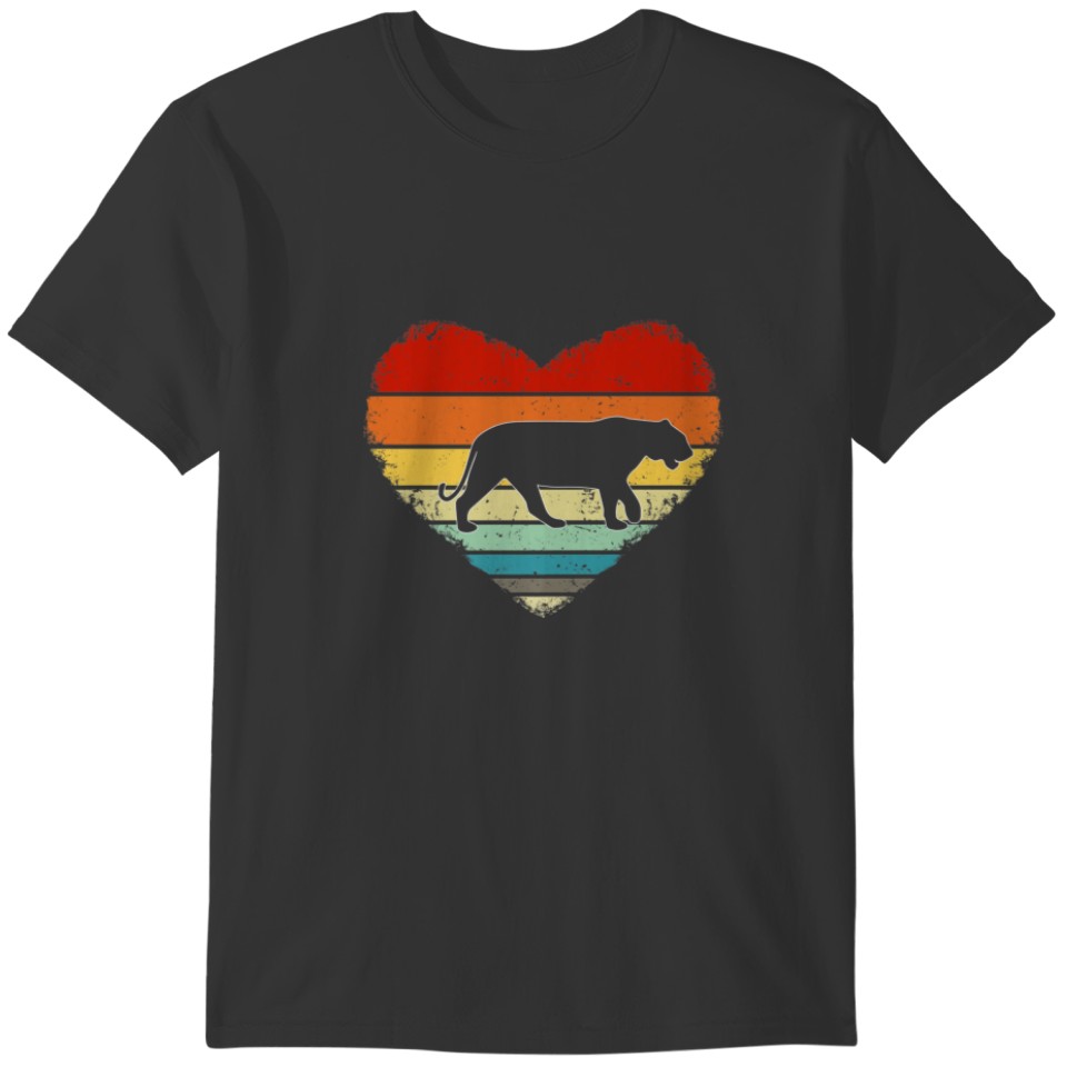 Vintage Heart Tiger Animal Lovers Retro Valentines T-shirt