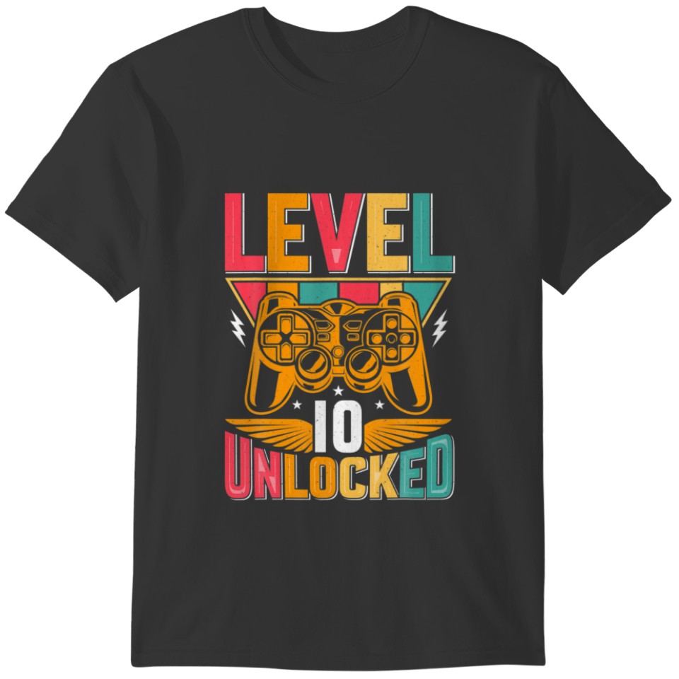 Level 10 Unlocked Birthday Video Game 10Th Gifts T-shirt