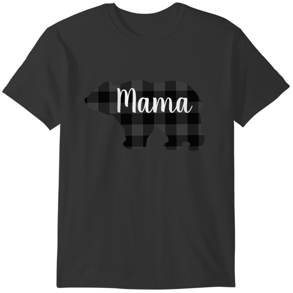 Cute Mama bear design, rustic country plaid T-shirt