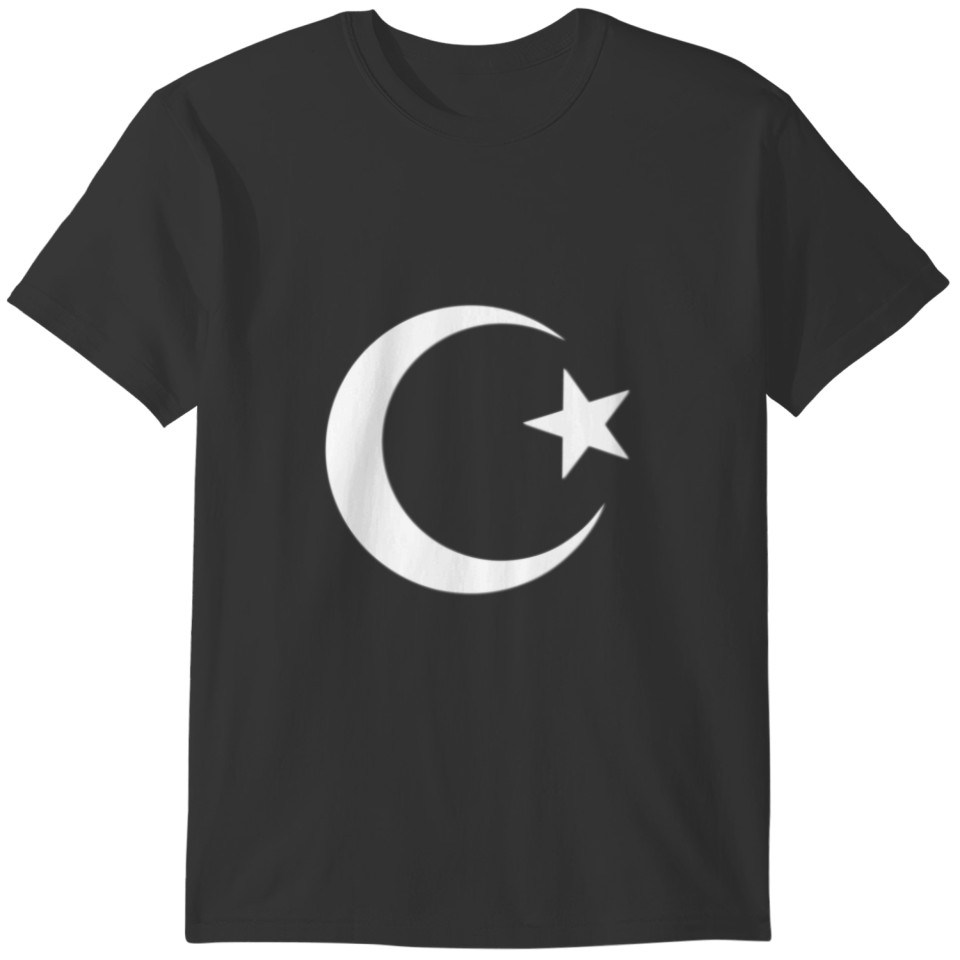 White Symbol Of Islam Crescent Moon And Star T-shirt