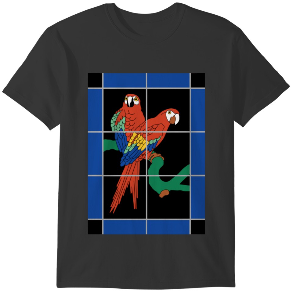 Vintage Catalina Island Tile Mural - Red Parrots T-shirt