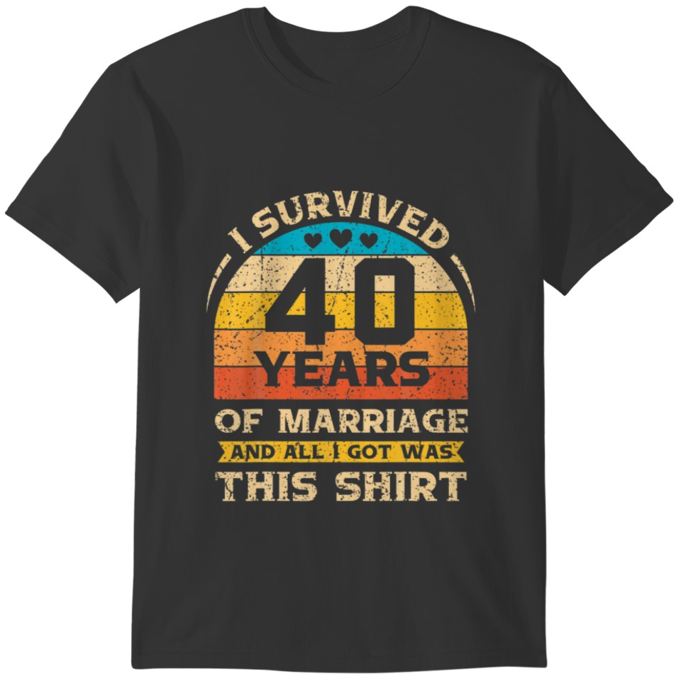 40Th Wedding Anniversary Romantic Gift Couples Hus T-shirt