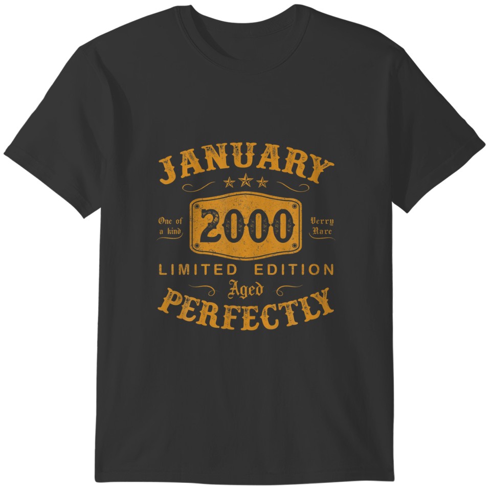 22 Year Old Gifts January 2000 Limited Edition 22T T-shirt
