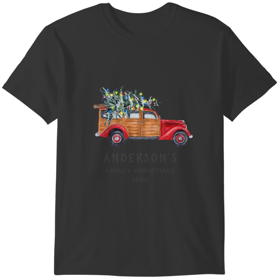 Retro Classic Red Christmas Truck Holiday T-shirt