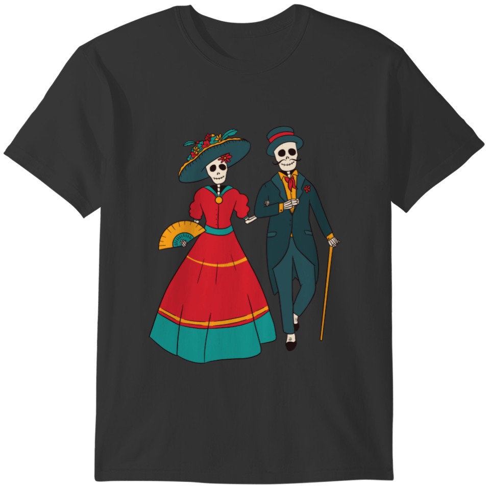 Catrina Couple Mexican Day Of The Dead T-shirt