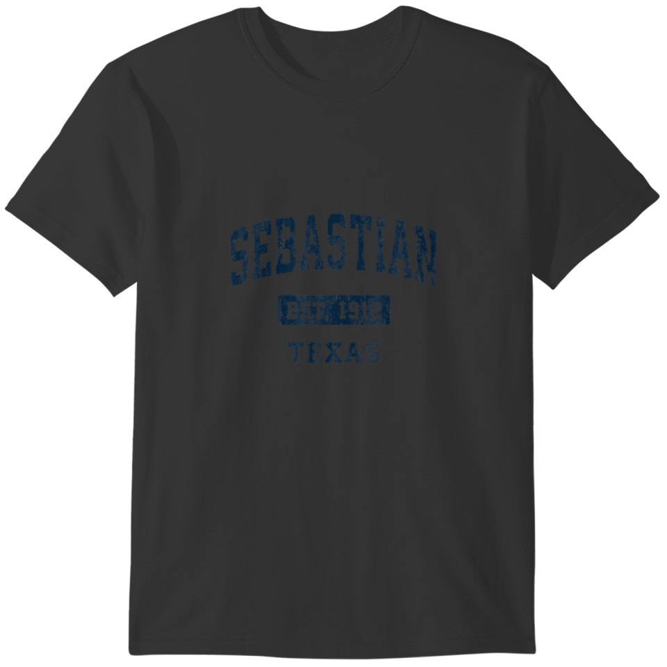 Sebastian Texas TX Vintage Sports Established Navy T-shirt