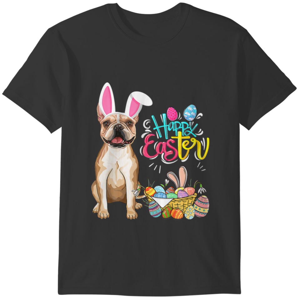 Happy Easter Eggs Bunny Dog French Bulldog Boys Gi T-shirt