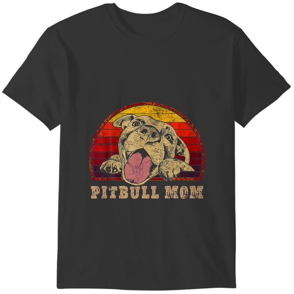 Pitbull Mom - Vintage Smiling Pitbull On Sunset T-shirt
