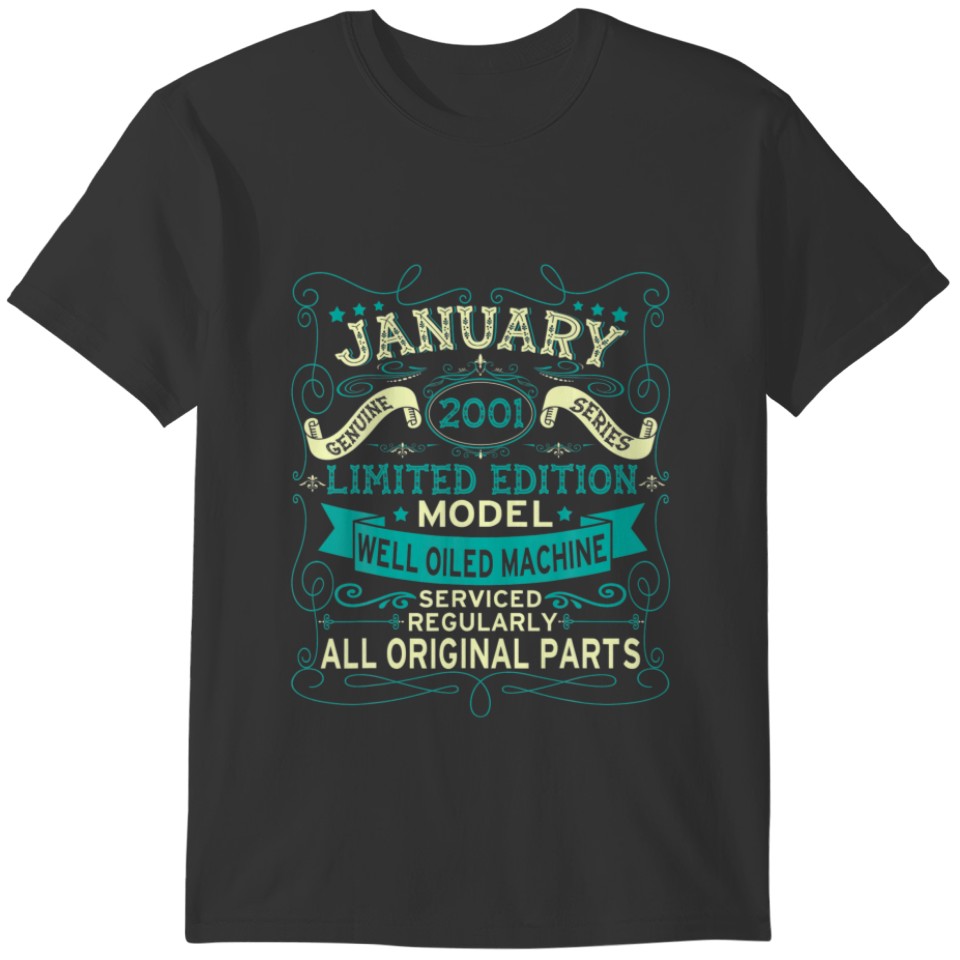 21 Years Old Bday Vintage January 2001 21St Birthd T-shirt