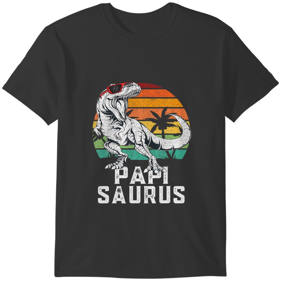 Mens Papisaurus Funny T Rex Dinosaur Dad Saurus Fa T-shirt