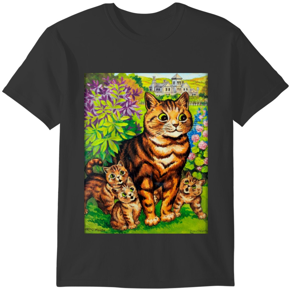 Family of Cats in a Garden, Louis Wain T-shirt