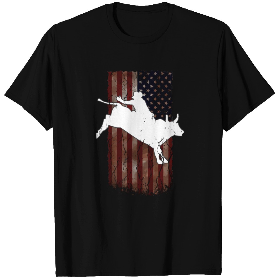 Usa Bull Rider Vintage America Cowboy Cowgirl Rode T-shirt | ID ...