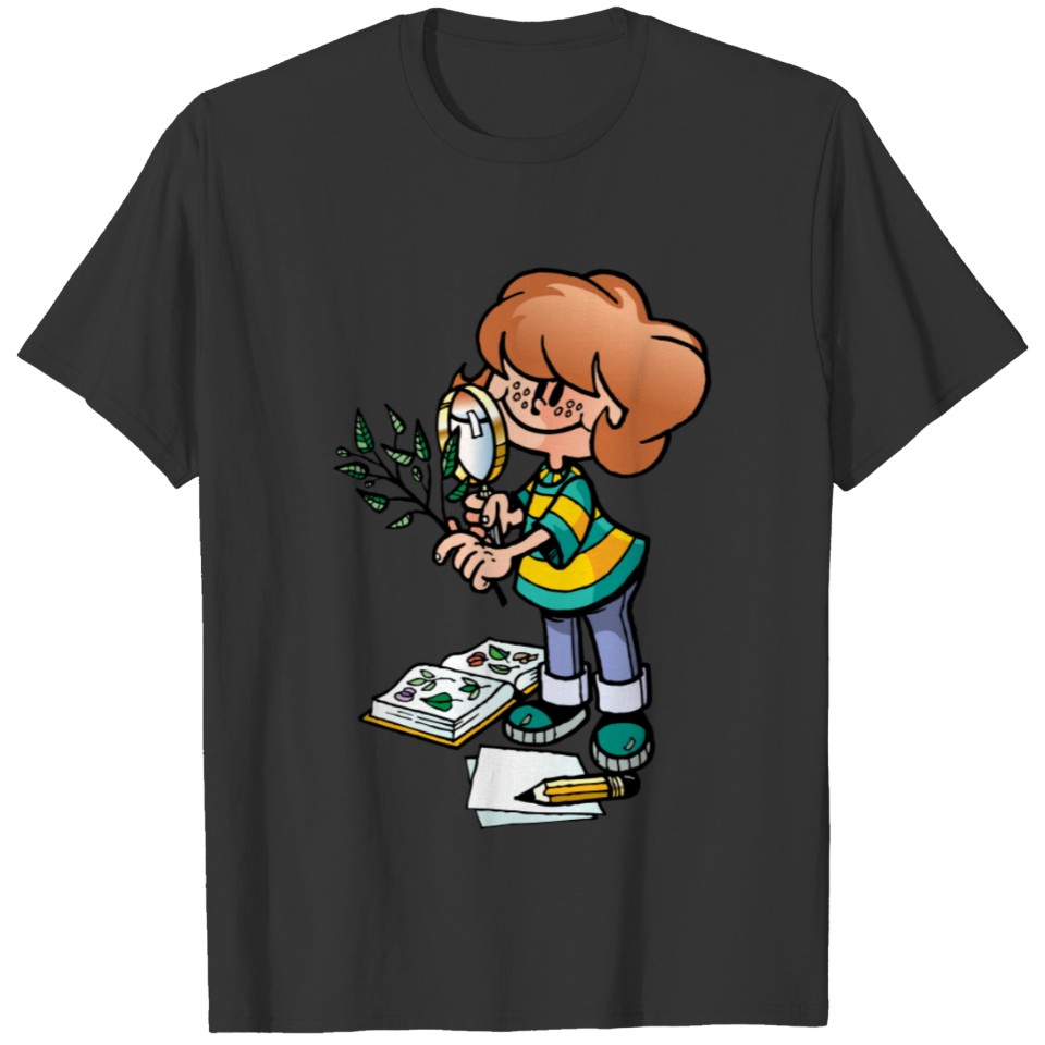 Kid with magnifying glass T-shirt