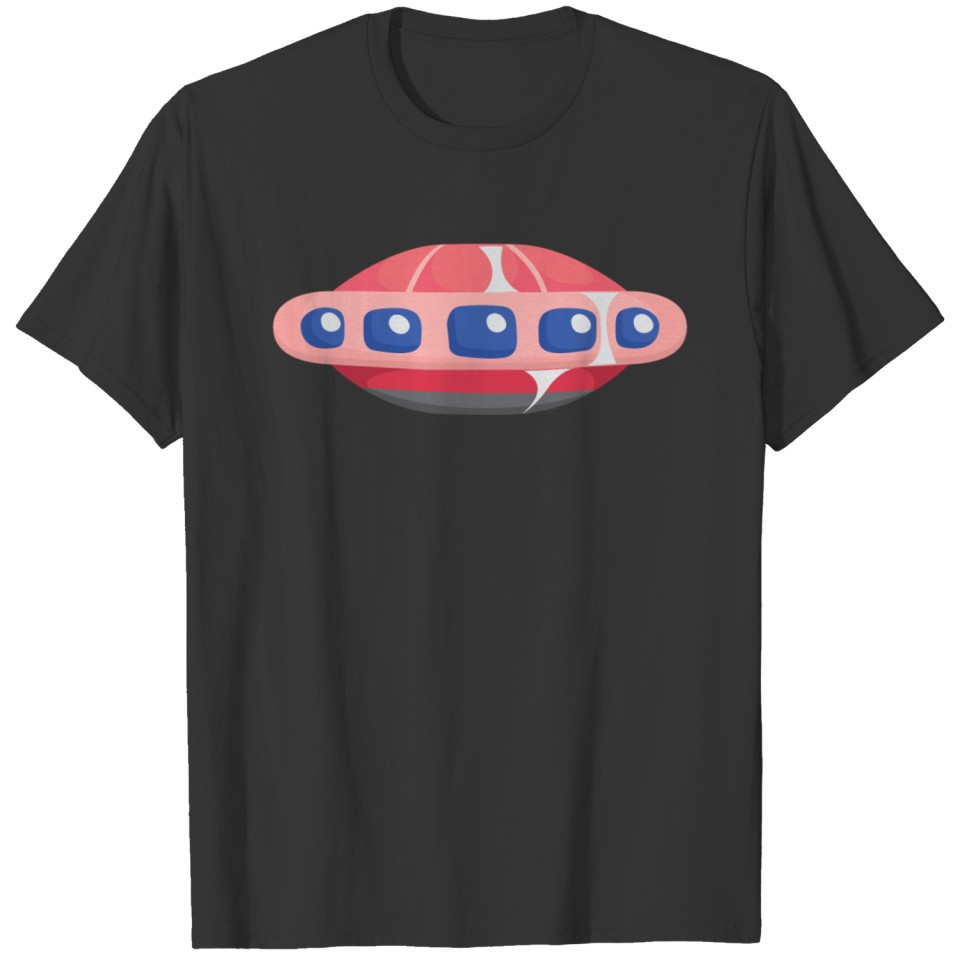 Cartoon alien flying saucer UFO T-shirt