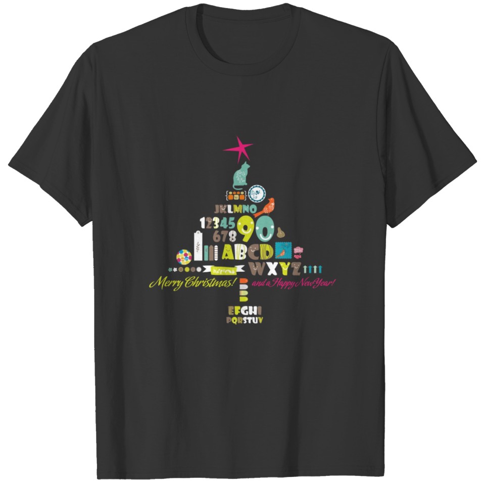 Cartoon Christmas tree elements T-shirt