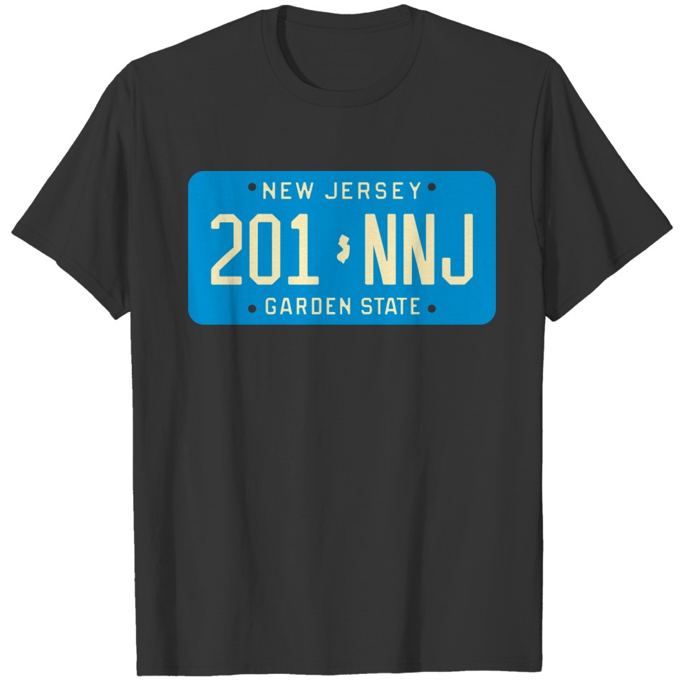 New Jersey 201-NNJ license plate T-shirt