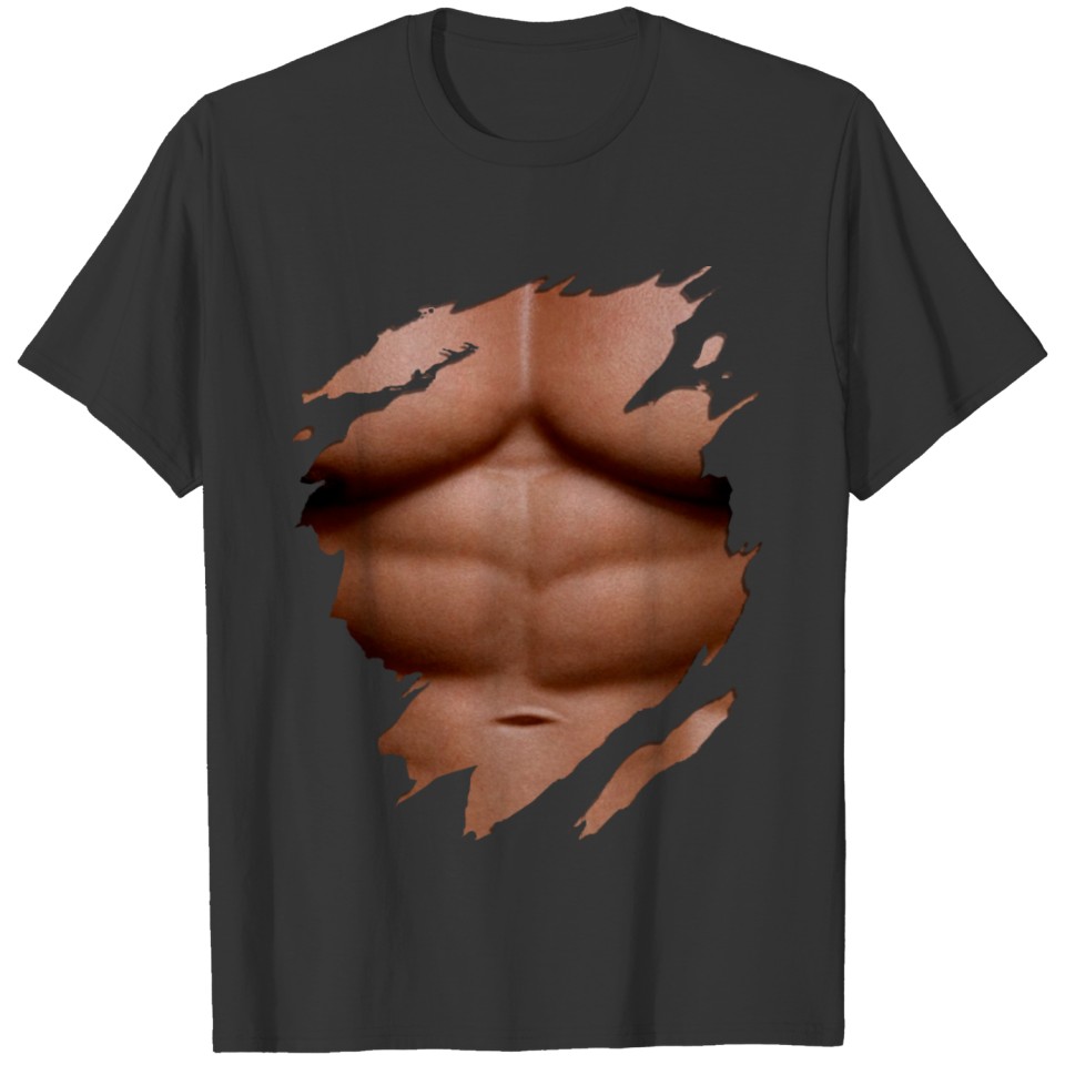 Ripped T-Shirt Chest Six Pack Abs Muscles T-shirt