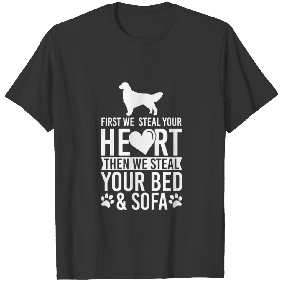 Golden Retriever Dog Stole Heart Bed T-Shirt T-shirt
