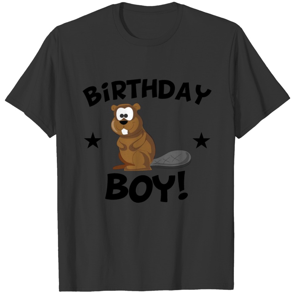 Birthday Boy Cartoon Beaver T-shirt