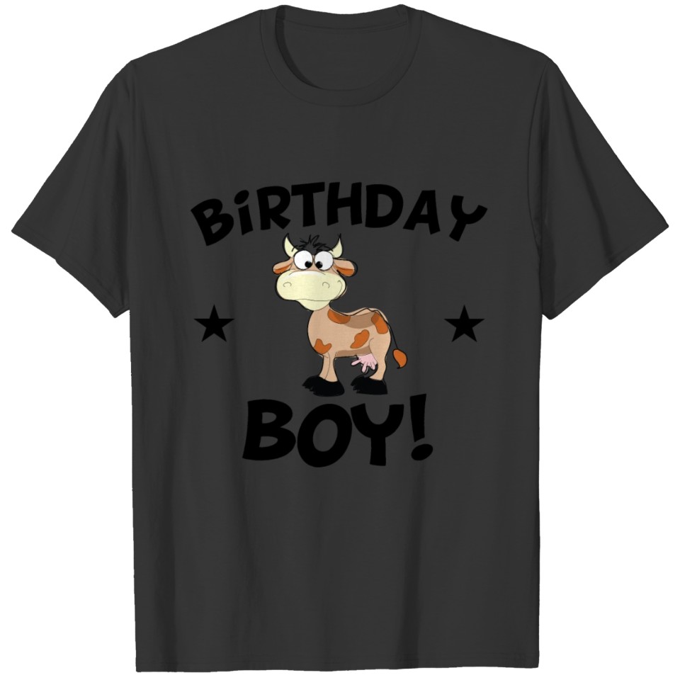 Birthday Boy Cartoon Cow T-shirt