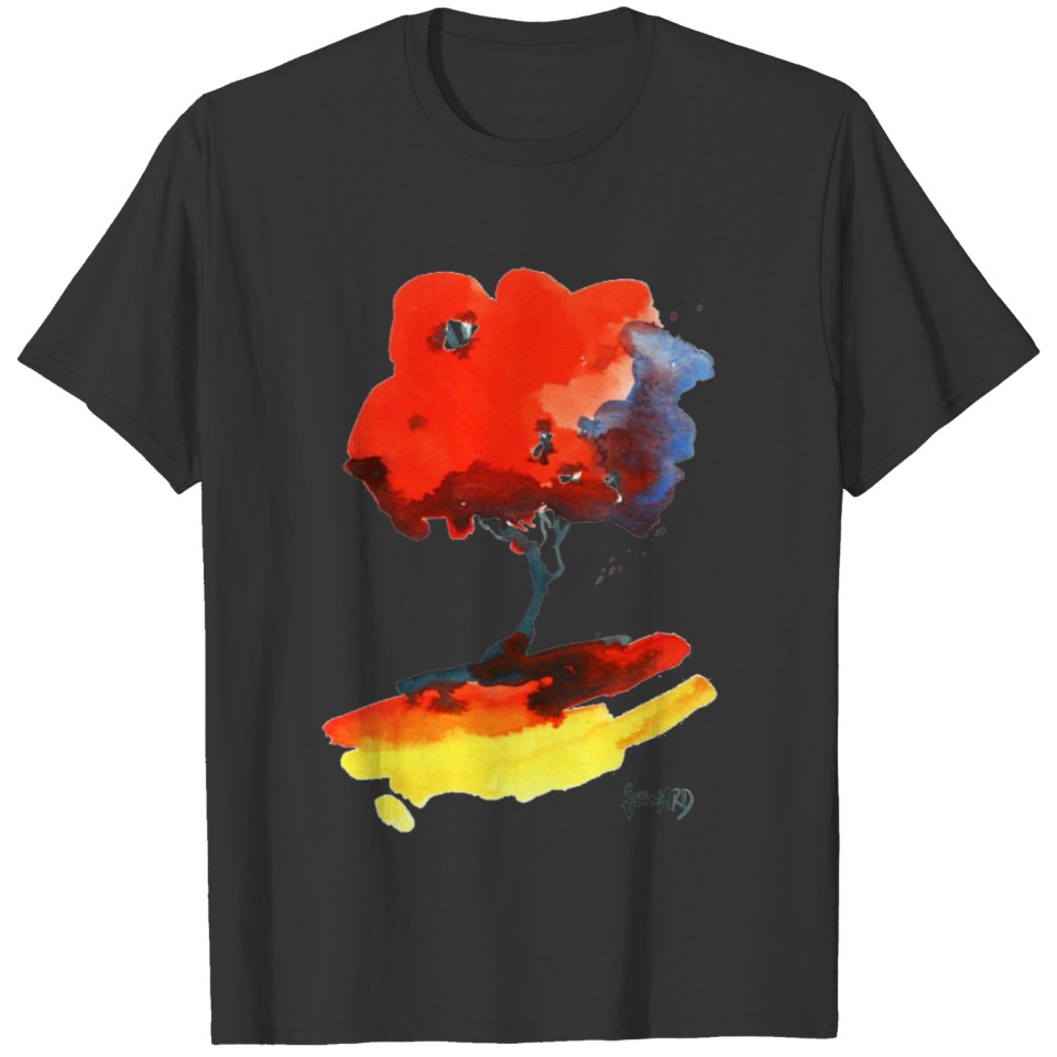 Red Tree with Yellow Ground T Shirts