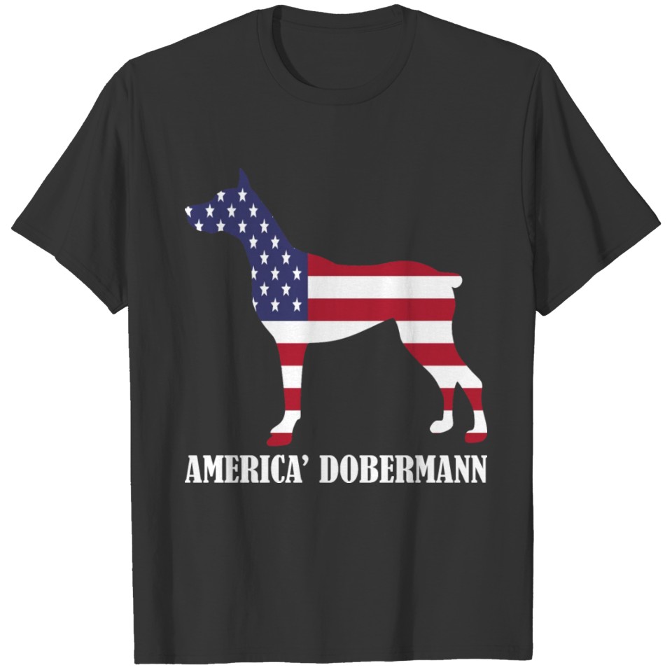 American Dobermann Dog Flag Memorial Day USA T-shirt