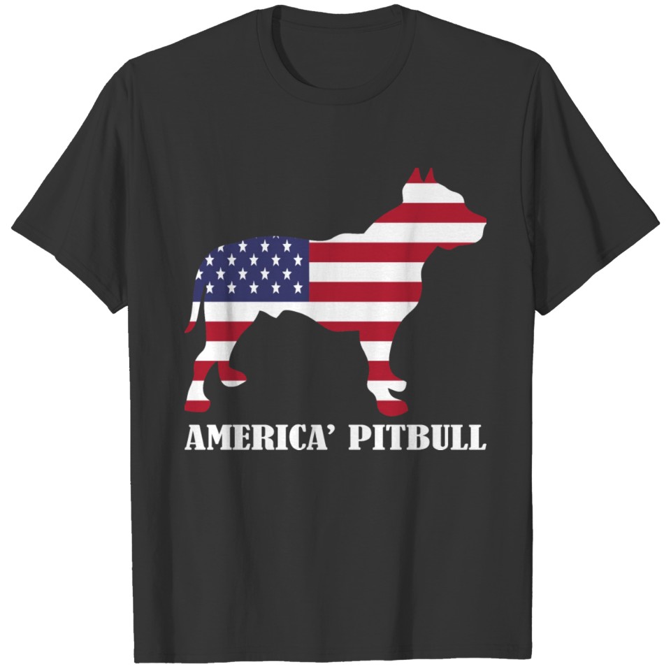 American Pitbull Dog Flag Memorial Day USA T-shirt