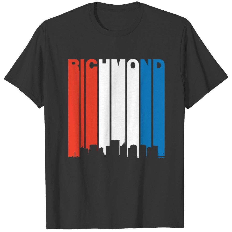 Red White And Blue Richmond Virginia Skyline T-shirt