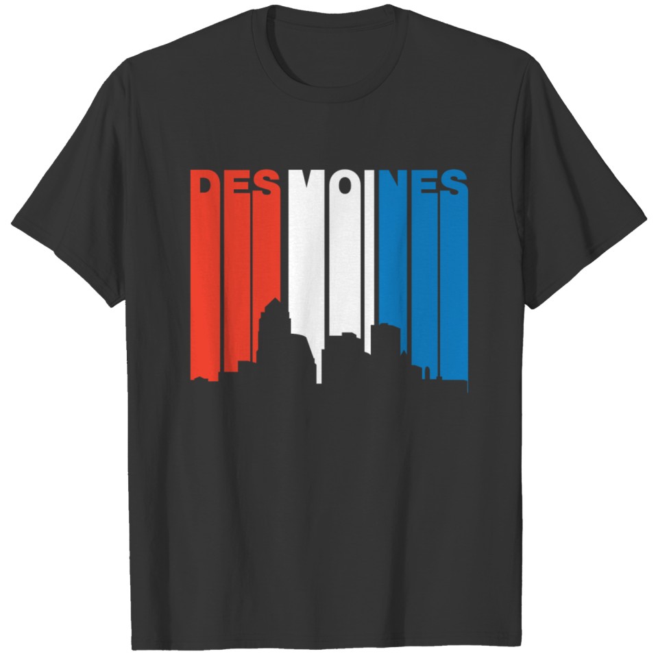 Red White And Blue Des Moines Iowa Skyline T-shirt