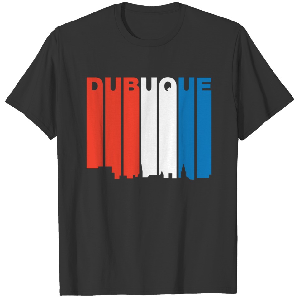 Red White And Blue Dubuque Iowa Skyline T-shirt