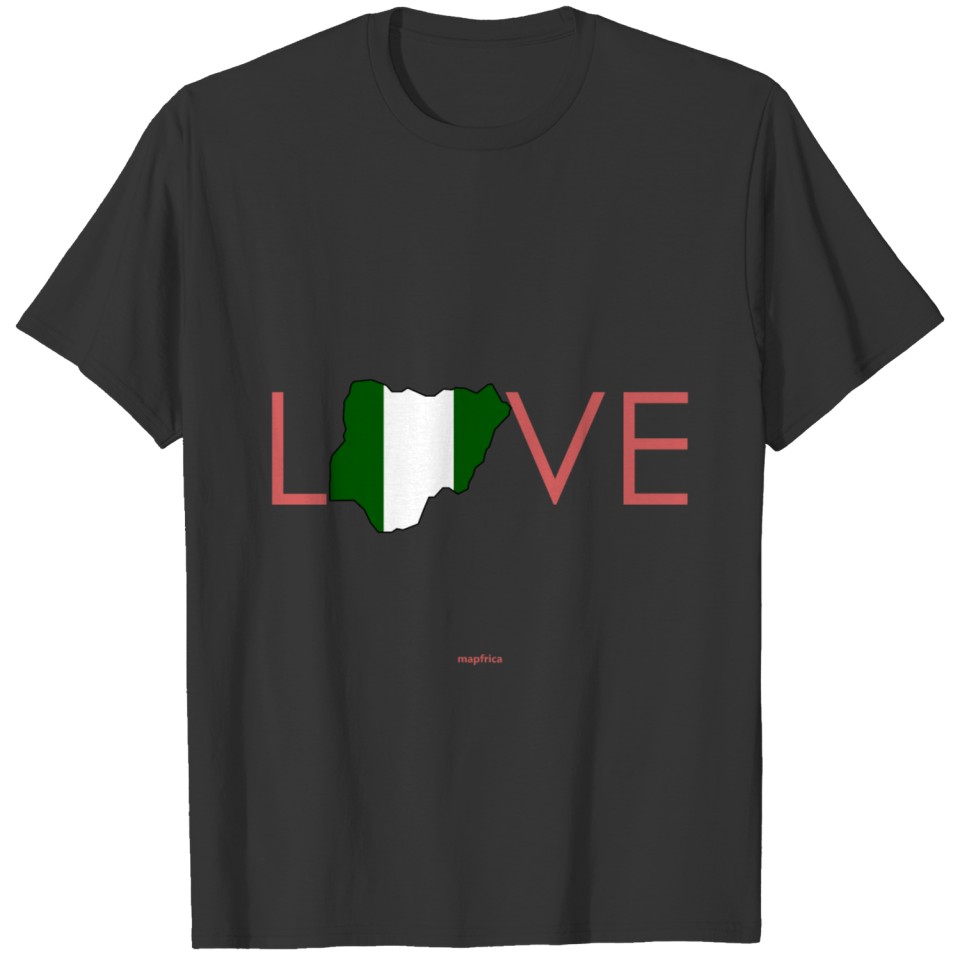 Love Nigeria Flag Map in Pink T-shirt