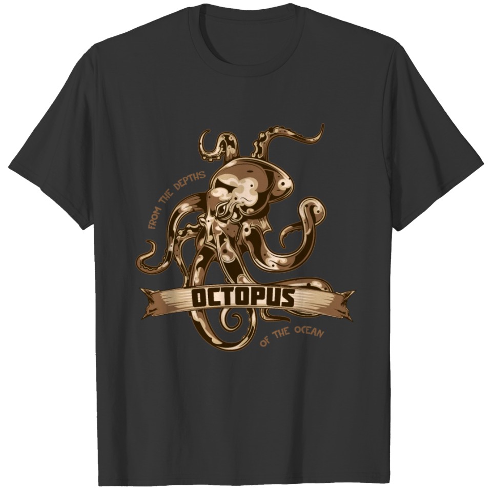 octopus ocean monster animal inscription wildlife T-shirt