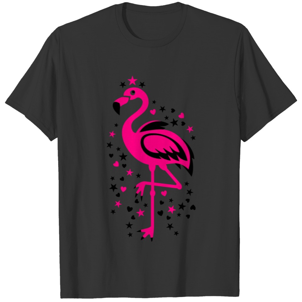 Flamingo Pink Magic Exsotic Bird Star stars Birds T Shirts