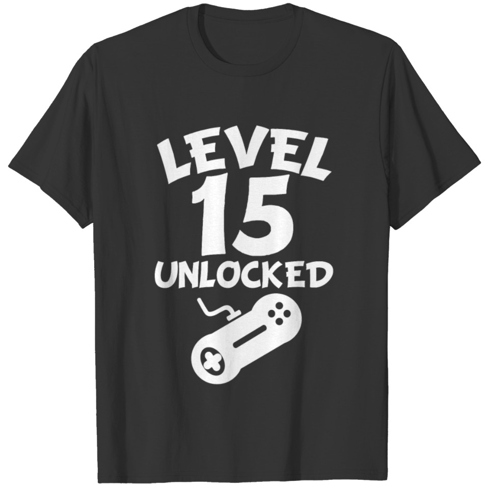 Level 15 Unlocked Video Games 15th Birthday T-shirt