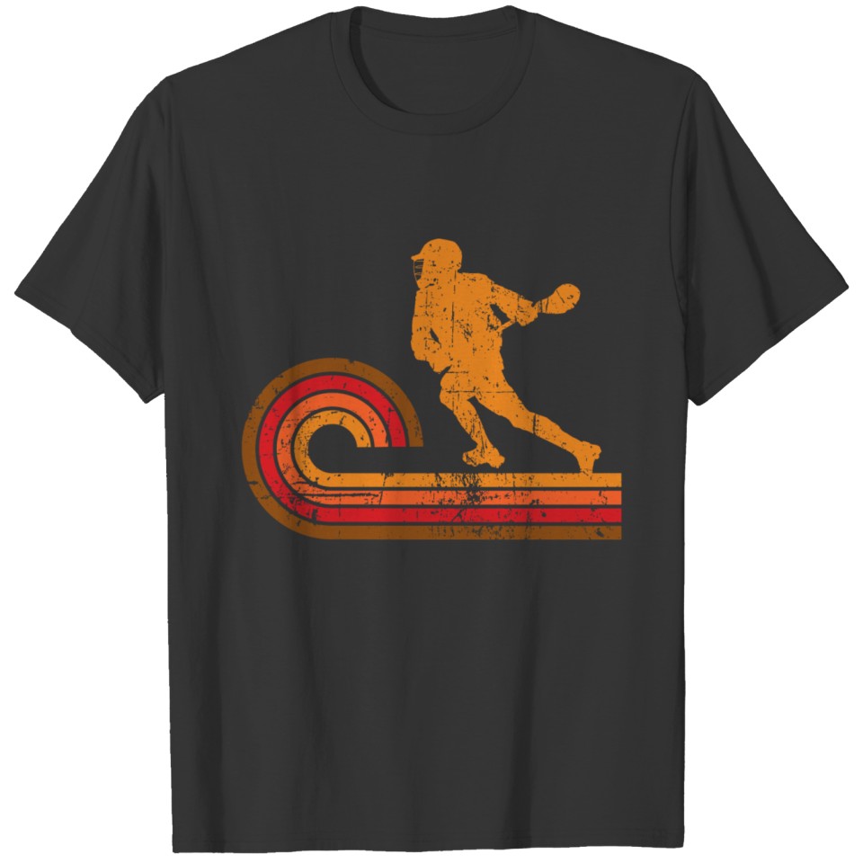 Retro Style Lacrosse Player Silhouette Sports T-shirt