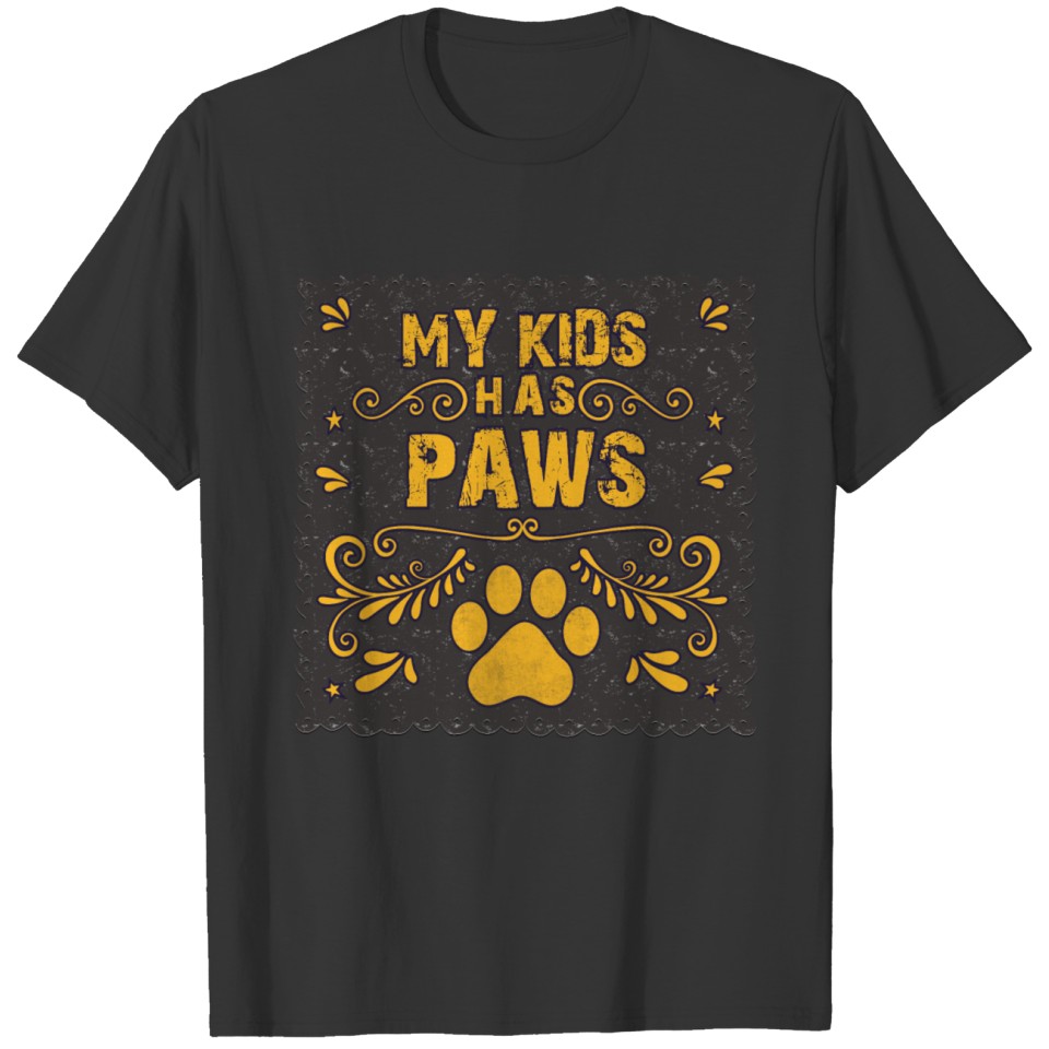 colored cats designs My kids has paws T-shirt