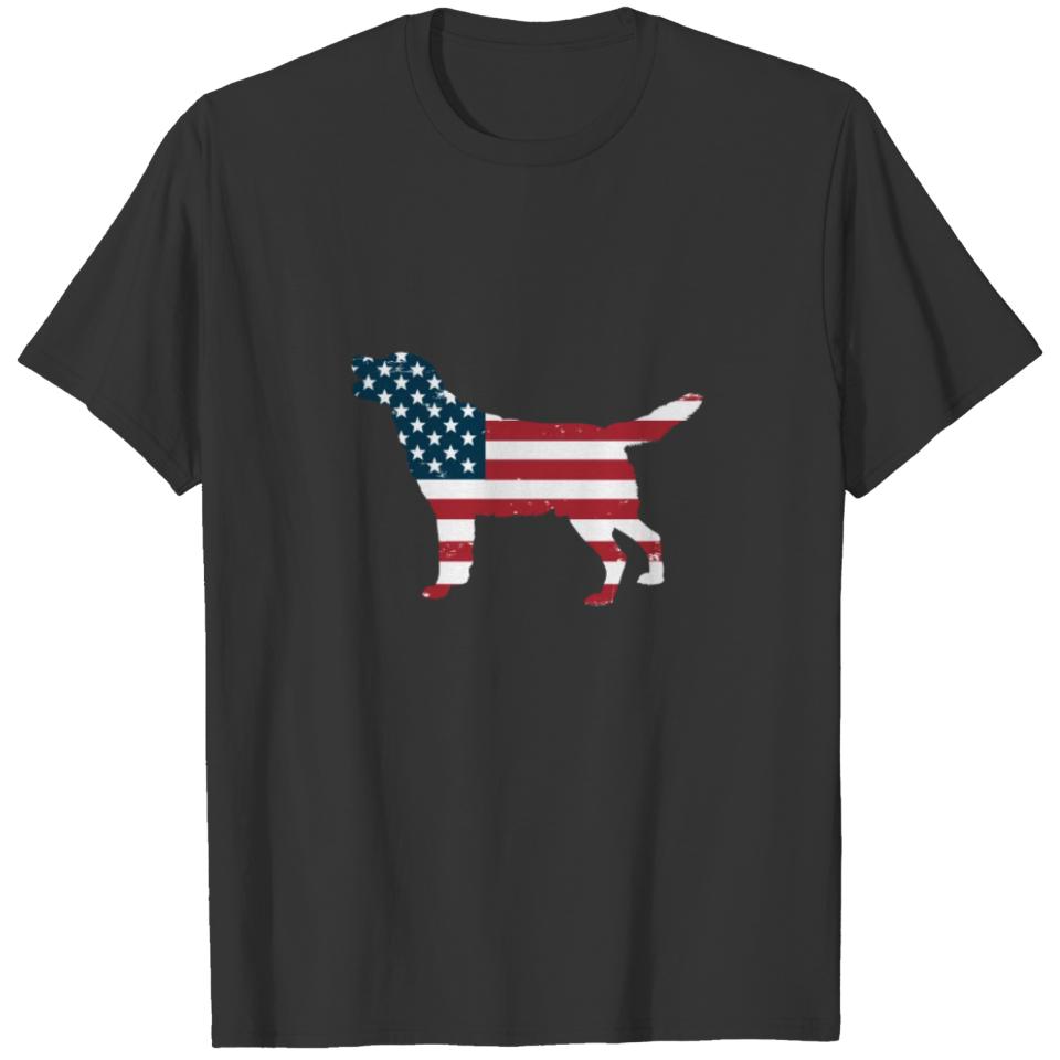Golden Retriever USA American Flag Patriotic T-Shi T-shirt